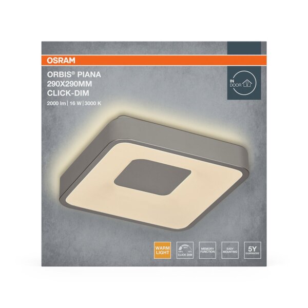LED Deckenleuchte Click-DIM Silber 3000K L:29cm OSRAM