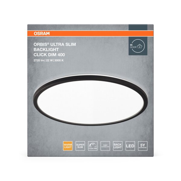 LED Deckenlampe Click-DIM Schwarz 3000K Ø40cm OSRAM