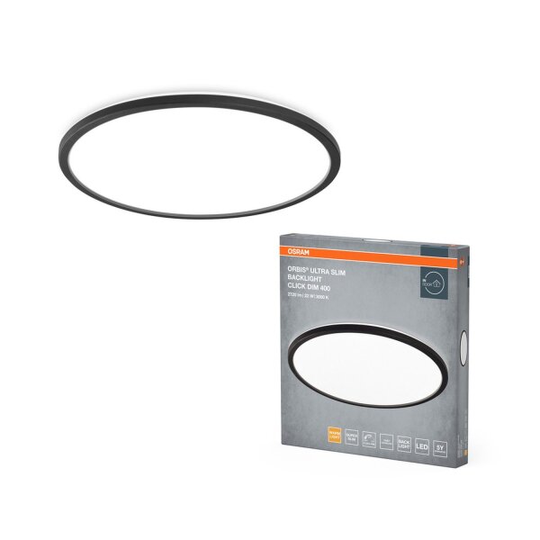 LED Deckenlampe Click-DIM Schwarz 3000K Ø40cm OSRAM