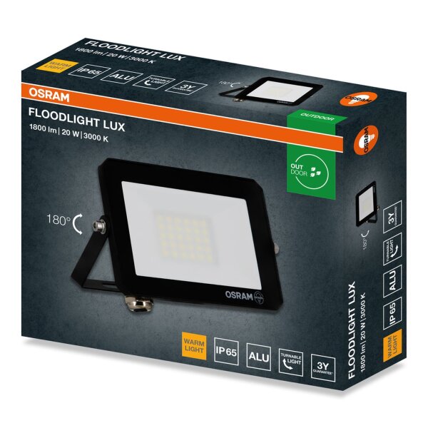 LED Flutlicht schwenkbar Schwarz Alu 3000 K IP65 OSRAM