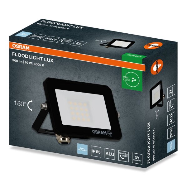 LED Strahler schwenkbar Schwarz Alu 6500K IP65 OSRAM