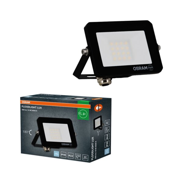 LED Strahler schwenkbar Schwarz Alu 6500K IP65 OSRAM