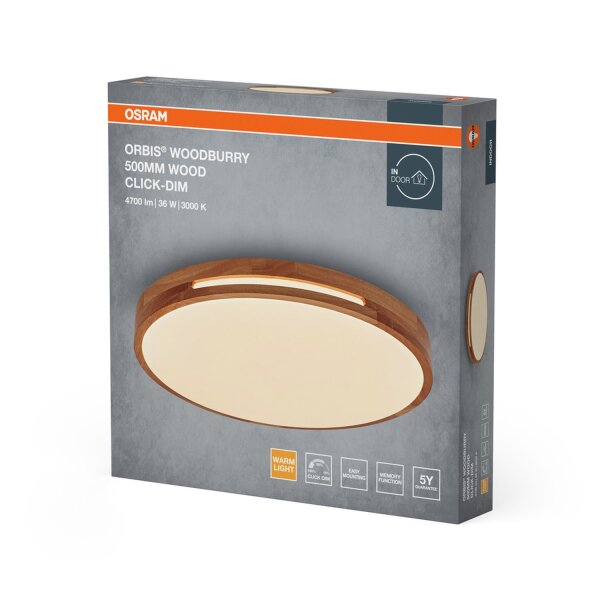 LED Deckenleuchte Click-DIM Holz 3000K Ø50cm rund OSRAM