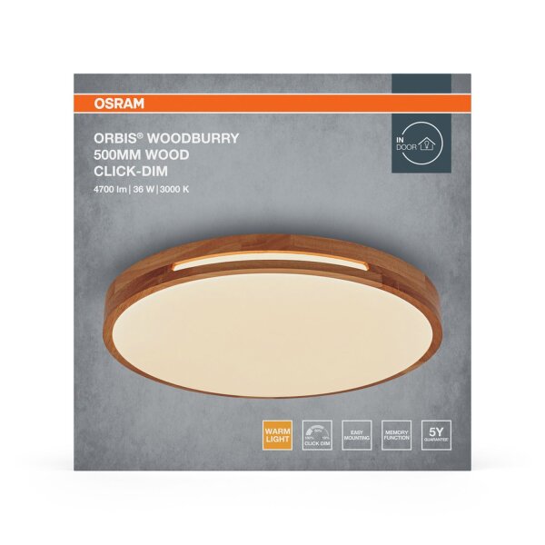 LED Deckenleuchte Click-DIM Holz 3000K Ø50cm rund OSRAM
