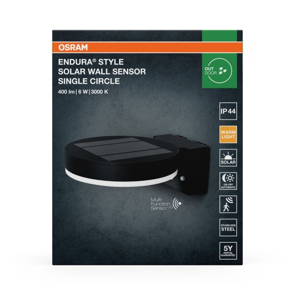 LED Solar Wandleuchte Sensor Metall 3000K IP44 OSRAM