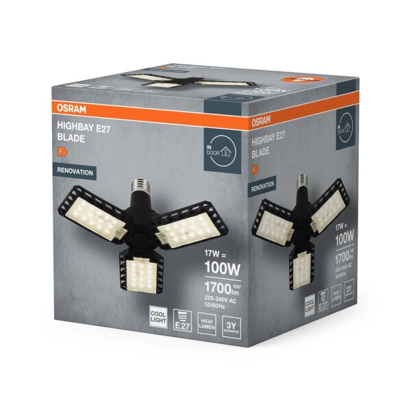 Deckenleuchte Schwarz Metall E27 B:23,1cm OSRAM