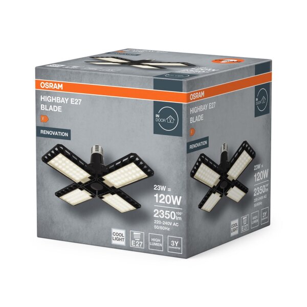 Deckenlampe Schwarz Metall E27 B:23,1cm OSRAM