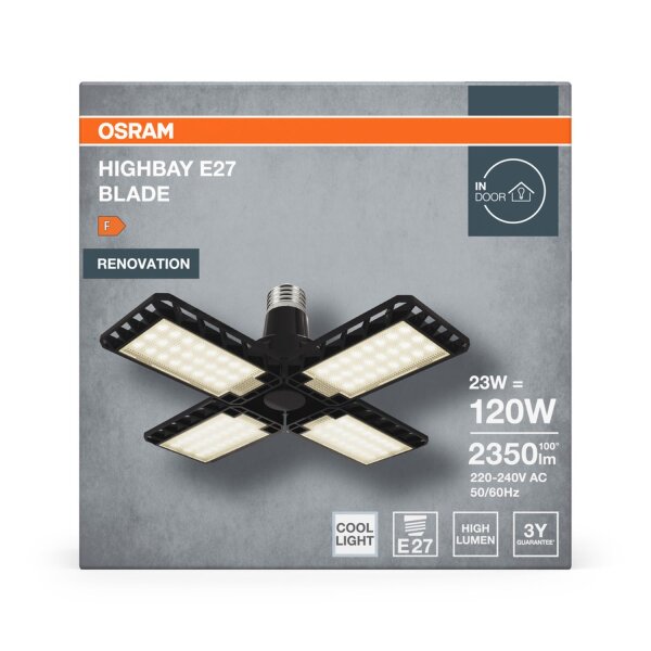 Deckenlampe Schwarz Metall E27 B:23,1cm OSRAM