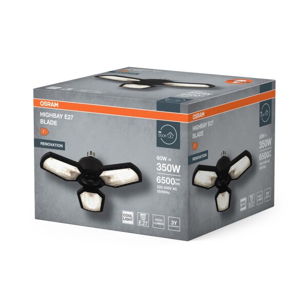 Deckenleuchte Schwarz Metall E27 B:33,7cm OSRAM
