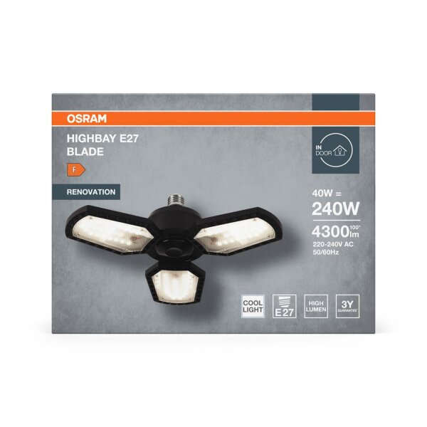 Deckenlampe Schwarz Metall E27 B:33,7cm OSRAM