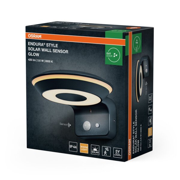 LED Solar Wandlampe Sensor Alu 3000 K IP44 OSRAM