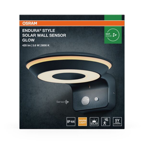 LED Solar Wandlampe Sensor Alu 3000 K IP44 OSRAM