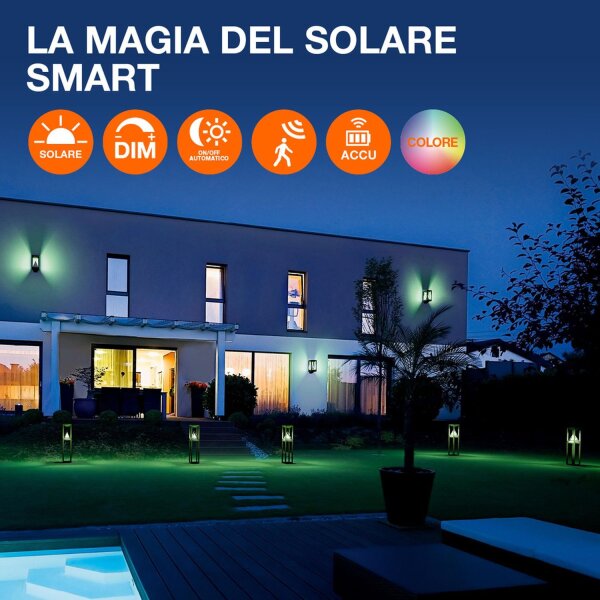 LED Solar Wandlampe Sensor Schwarz Alu 4000K IP44 OSRAM