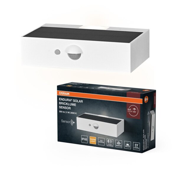 LED Solar Wandleuchte Sensor Weiß Metall 3000K IP65