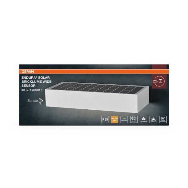 LED Solar Wandlampe Sensor Weiß Metall 3000K IP65 OSRAM