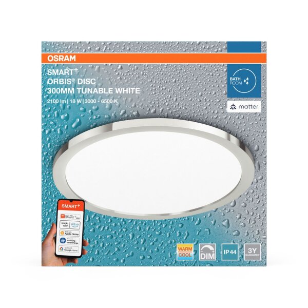 LED Deckenleuchte dimmbar Smart+ TW Alu IP44 OSRAM