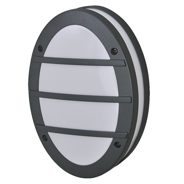 Wandleuchte Dunkelgrau Alu IP65 E27 L:29 cm rund OSRAM