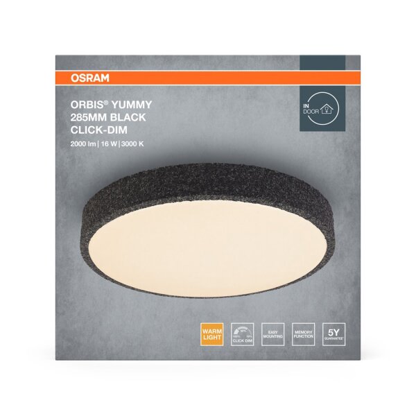 LED Deckenlampe Click-DIM Schwarz 3000K Ø28,5cm OSRAM