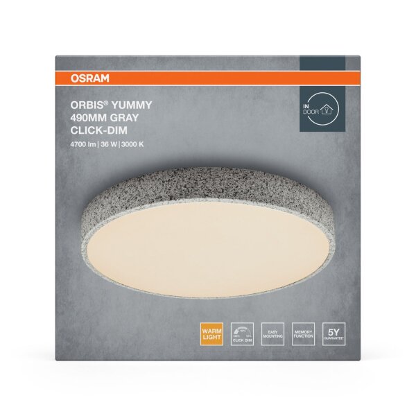 LED Deckenleuchte Click-DIM Grau 3000K Ø49cm OSRAM