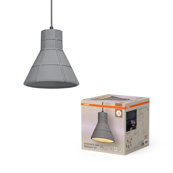 Pendelleuchte Beton Grau E27 L:20 cm Modern OSRAM