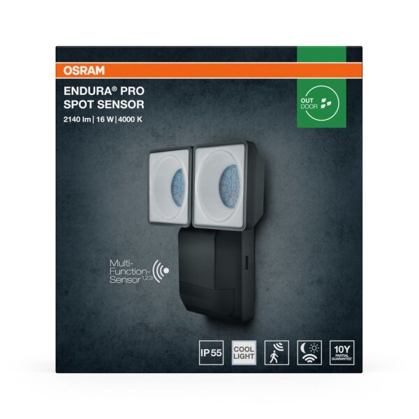 LED Wandleuchte Sensor flexibel Metall 4000K IP55 OSRAM