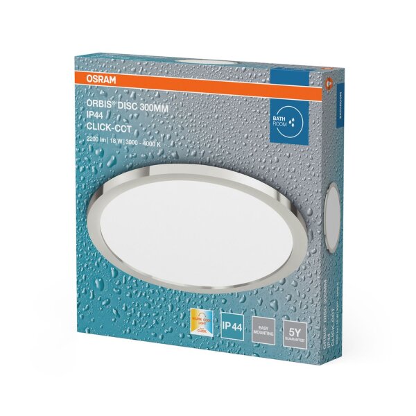 LED Deckenleuchte Click-CCT Chrom Metall IP44 OSRAM