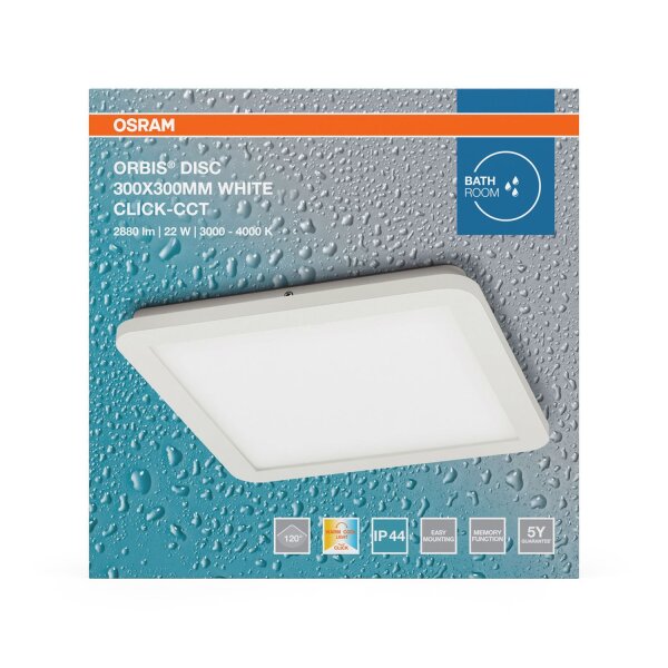 LED Deckenlampe Click-CCT Weiß Metall IP44 B:30cm OSRAM