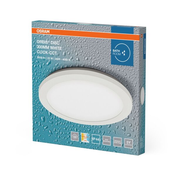LED Deckenleuchte Click-CCT Weiß Metall IP44 OSRAM