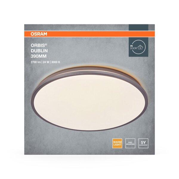 LED Deckenleuchte Silber Metall 3000K Ø39cm rund OSRAM