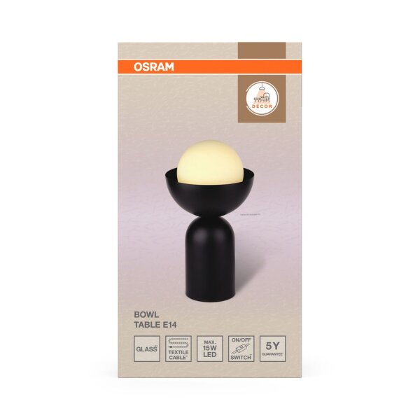 Tischleuchte Schwarz Weiß Glas H:36,5 cm E14 OSRAM
