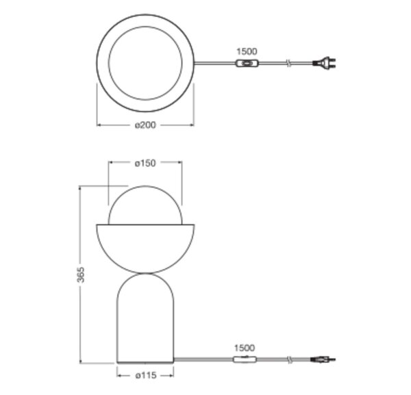 Tischleuchte Schwarz Weiß Glas H:36,5 cm E14 OSRAM