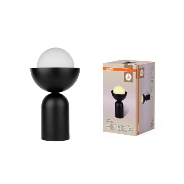 Tischleuchte Schwarz Weiß Glas H:36,5 cm E14 OSRAM