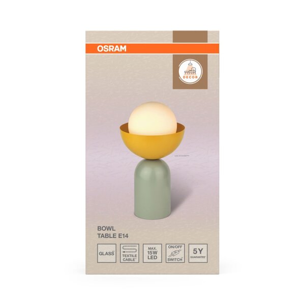 Tischleuchte Glas Metall E14 H:36,5 cm Grün Gelb OSRAM
