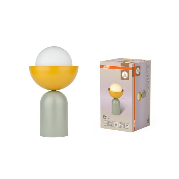Tischleuchte Glas Metall E14 H:36,5 cm Grün Gelb OSRAM