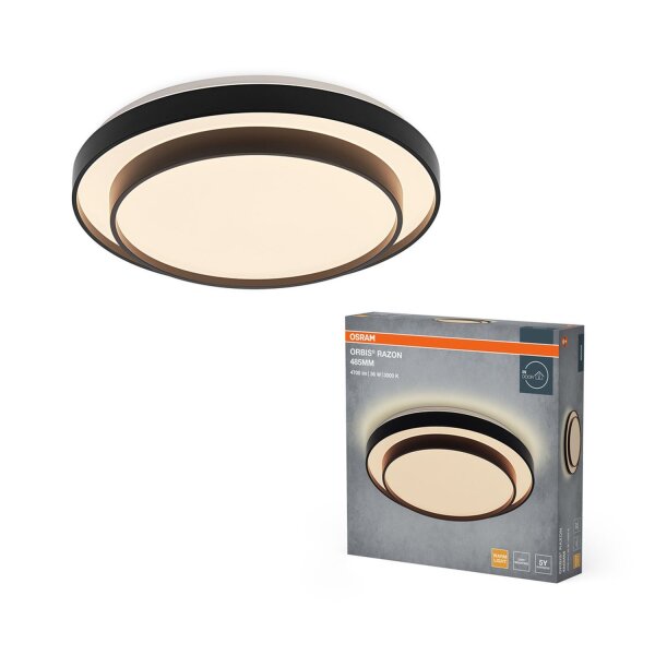 LED Deckenlampe Schwarz Metall 3000 K Ø48,5 cm OSRAM