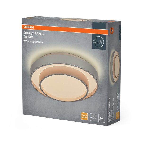 LED Deckenlampe Silber Metall 3000 K Ø29,5cm OSRAM