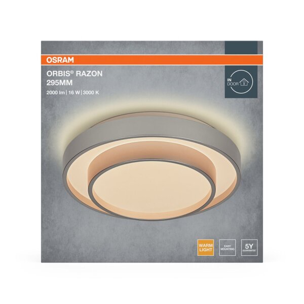 LED Deckenlampe Silber Metall 3000 K Ø29,5cm OSRAM