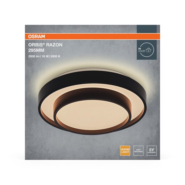 LED Deckenleuchte Metall Schwarz 3000K Ø29,5cm OSRAM