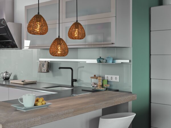 Pendelleuchte Braun Papier E27 61 cm modern OSRAM