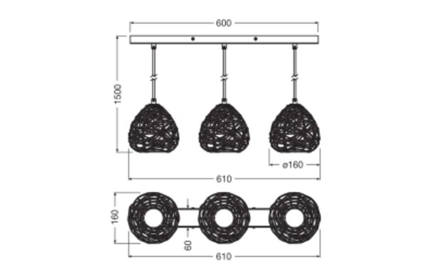 Pendelleuchte Braun Papier E27 61 cm modern OSRAM
