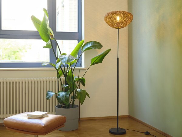Stehleuchte Schwarz Papier Braun E27 H:163 cm OSRAM