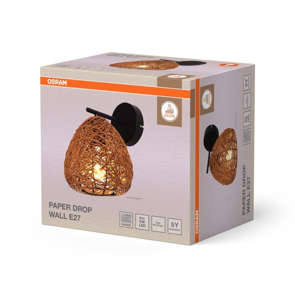 Wandlampe Papier E27 B:16 cm modern Design OSRAM