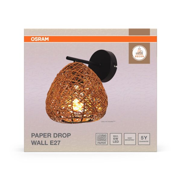 Wandlampe Papier E27 B:16 cm modern Design OSRAM
