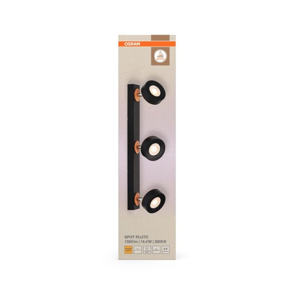 LED Deckenstrahler Schwarz Holz 3000 K L:49,8 cm OSRAM