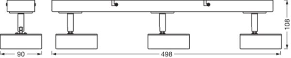 LED Deckenstrahler Schwarz Holz 3000 K L:49,8 cm OSRAM