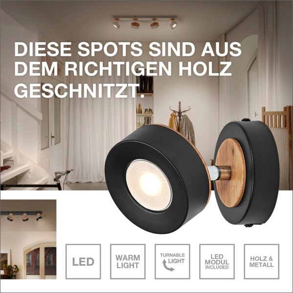 LED Wandstrahler schwenkbar Weiß Holz 3000 K OSRAM