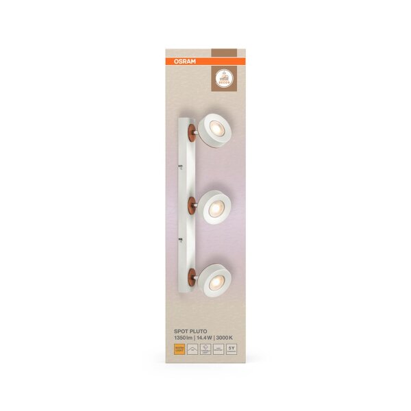 LED Deckenstrahler schwenkbar Weiß Holz 3000 K OSRAM