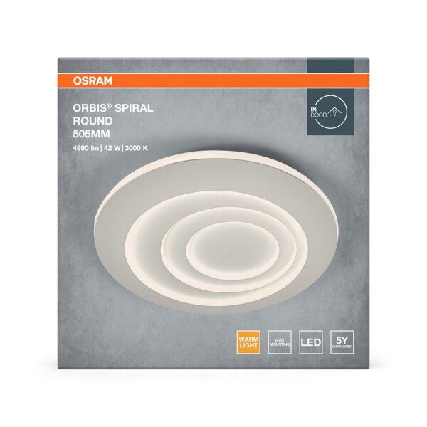 LED Deckenlampe Weiß Metall 3000K L:50,6cm rund OSRAM