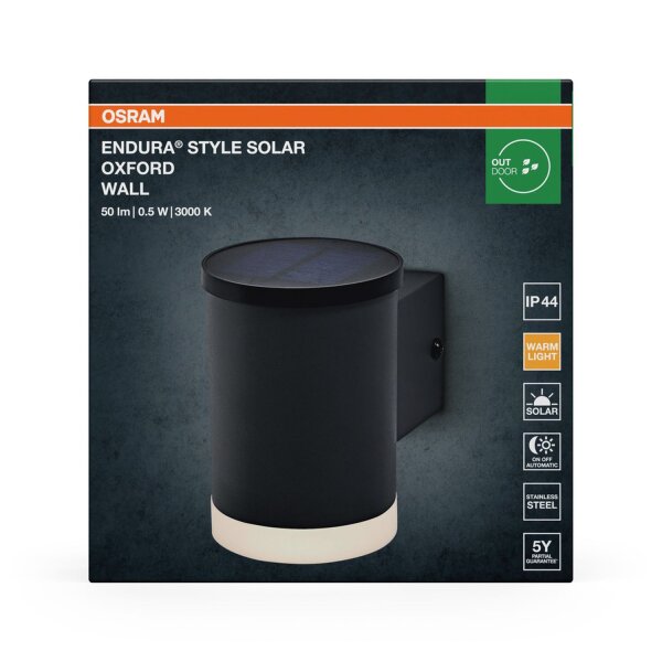 LED Solar Wandlampe Edelstahl Sensor 3000 K IP44 OSRAM