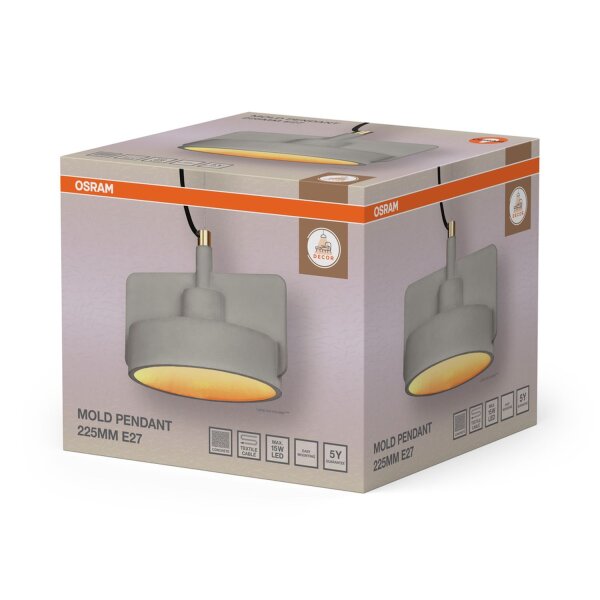 Wandleuchte Dunkelgrau Beton E27 L:22,5 cm OSRAM